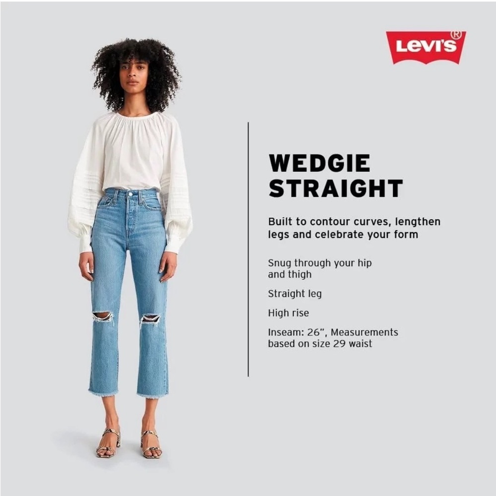 LEVI’S Wedgie Straight High Rise Distressed Crop Jeans Size 30
